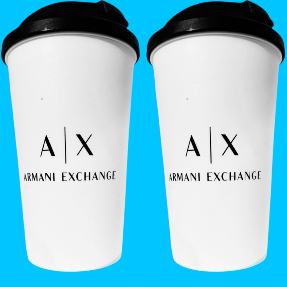 NWT 2 Armani Travel Mug Tumbler Coffee Tea Drink AX Gift